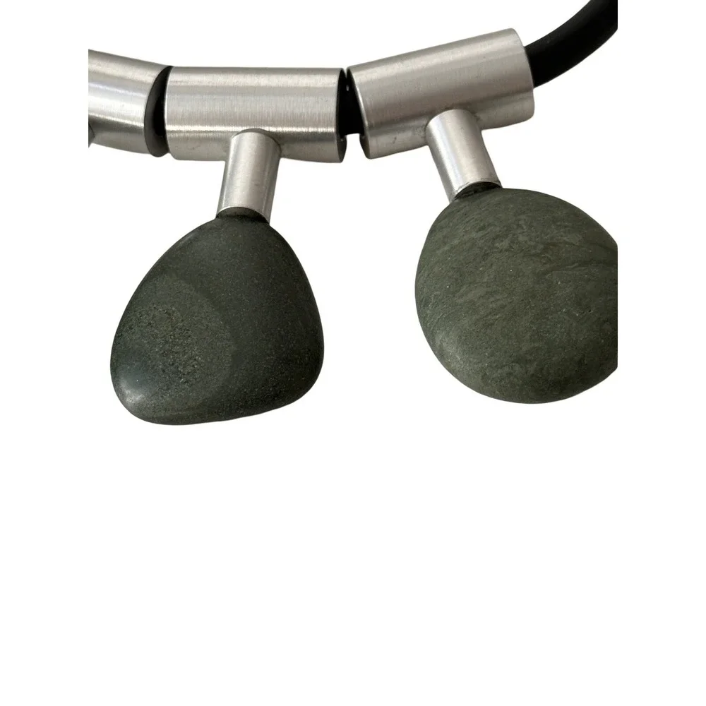 Whitney Museum Boho Statement Necklace Large Trendy Carnaval Handmade Sea Stones - Picture 7 of 16